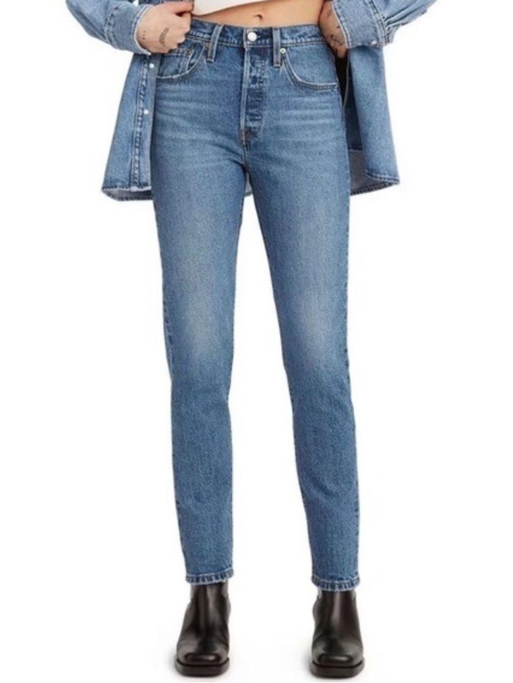 Levi's 501 S Skinny Premium Medium Blue Denim Jeans Size 28 6 - Picture 2 of 10